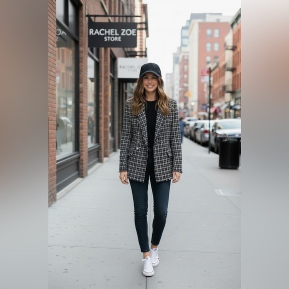 Rachel Zoe Women's Black and White Tweed Blazer